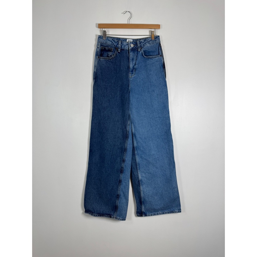 Two-Tone BDG Urban Outfitters Womens W28 Puddle Jeans Blue Wide Leg Contrast